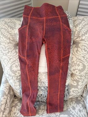 Lululemon Orange and Navy Crackle Print Leggings